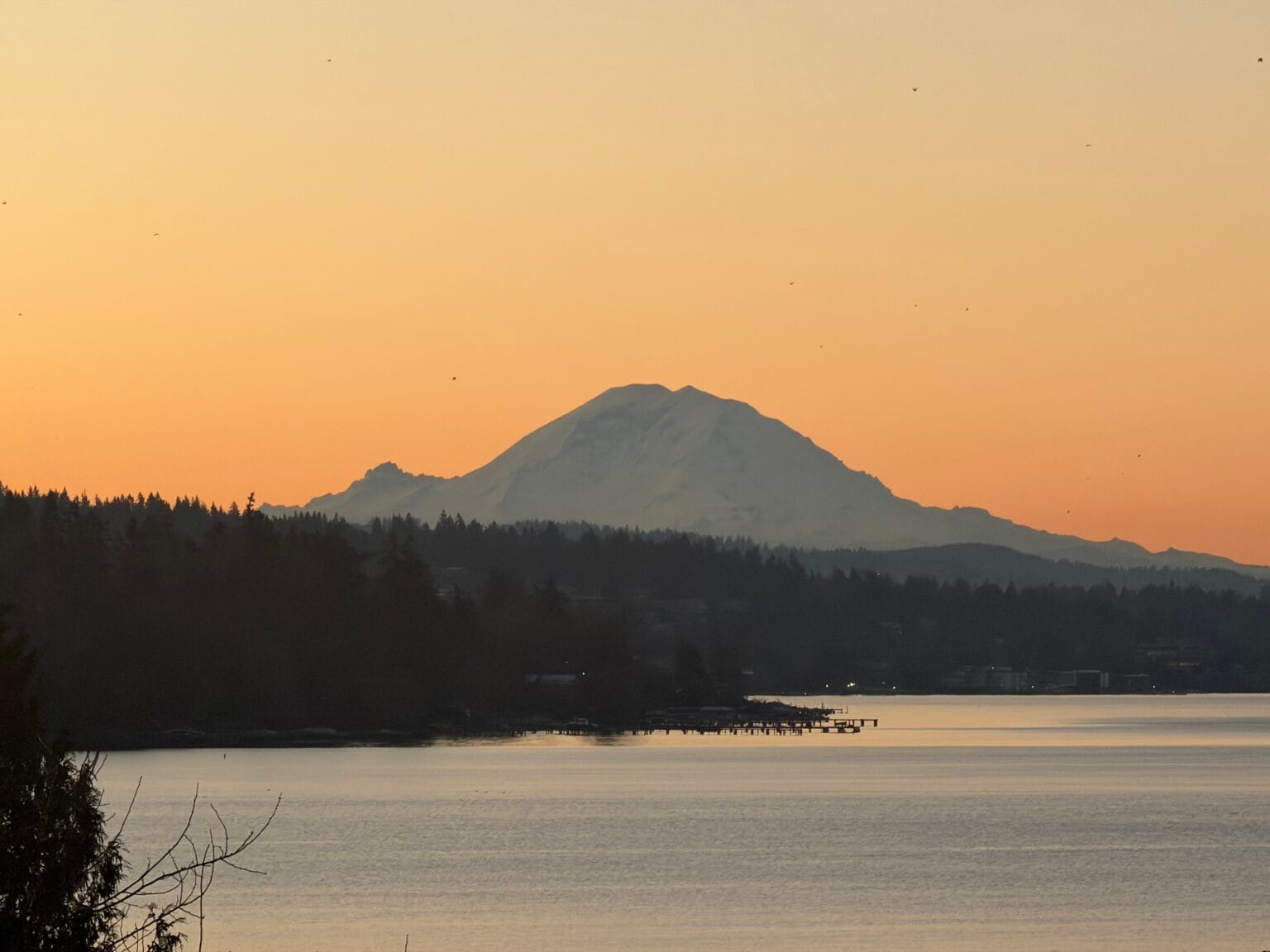 lake washington and mount rainer in the background