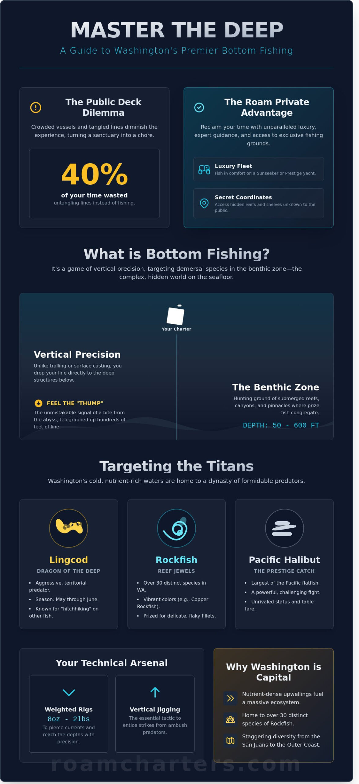 Bottom Fishing in Washington: The Luxury Guide to PNW Demersal Angling - Infographic